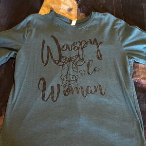 Teal Graphic Tee with Cow Print